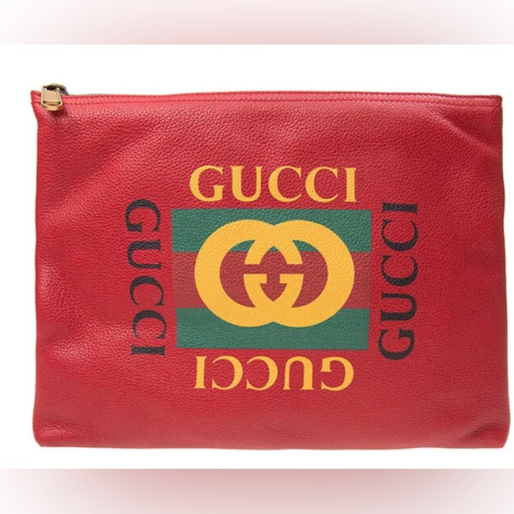 Gucci Clutch Handbag Unisex 500981 Calfskin Red